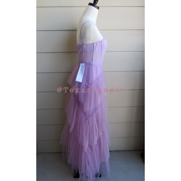 NWT BCBGMaxAzaria Oly Corset Tulle Gown Size 0 Orchid - Picture 14 of 16